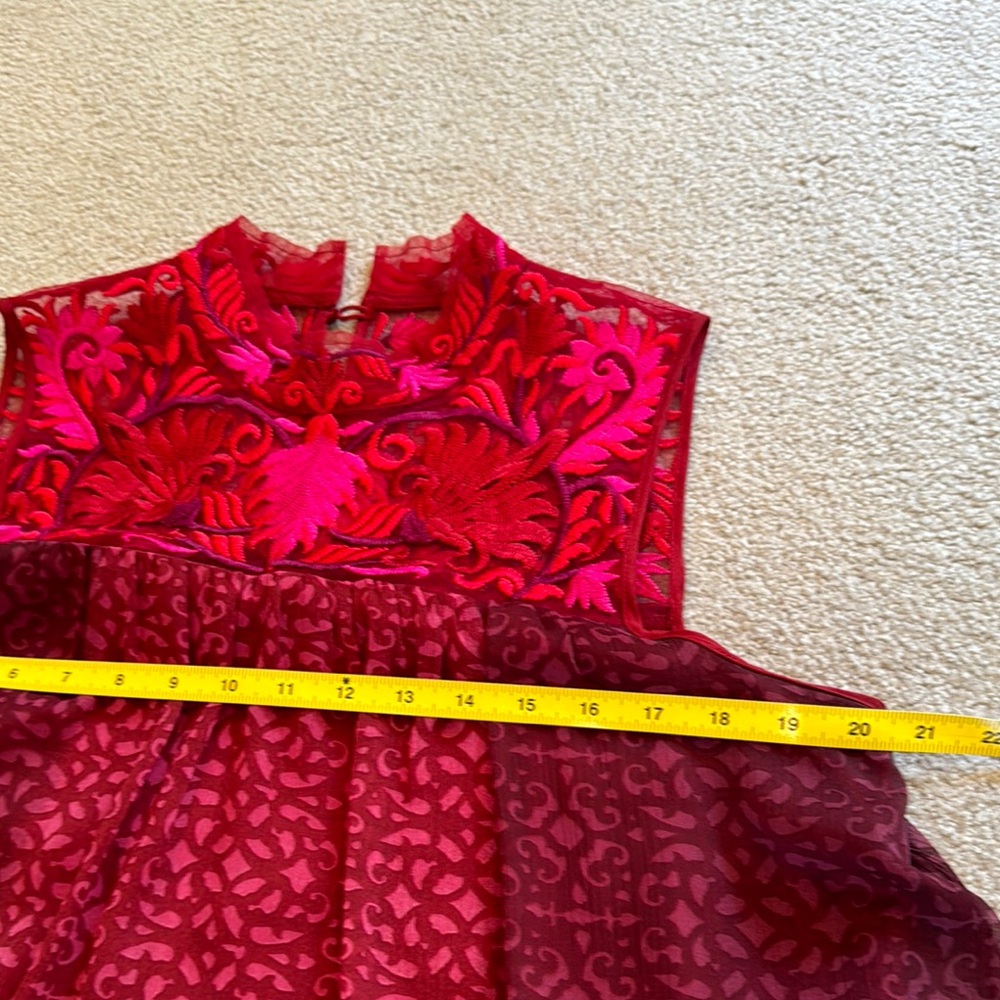 Arms Red Embroidered Mini Dress - Picture 6 of 10